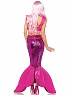Mermaid, top and skirt costume, rhinestones, ruffles, fin, fish scales